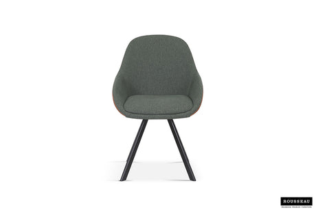 Stoel 'Jan' met zwarte metalen poten, bekleed met 100% polyester en PU. Geschikt voor diverse woonruimtes. Verpakt per twee stuks.