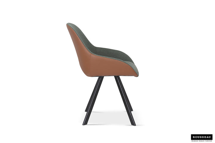 Stoel 'Jan' met metalen poten en polyester bekleding, twee per doos. Minimalistisch ontwerp, geschikt voor diverse woonruimtes uit het Furndaily assortiment.