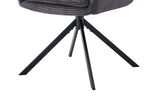 Draaibare stoel 'Luna' met metalen poten en corduroy bekleding, grijs, close-up weergave. Verpakt per twee, perfect voor elke woonruimte.
