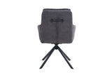 Stoel 'Luna' Draaibaar, grijs gestreept met zwarte poten, bekleding Corduroy, geschikt voor diverse ruimtes, aangeboden door Furndaily.