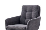 Grijze gestreepte draaibare stoel 'Luna' met armleuning, bekleed met Corduroy Fabb Hyper 16, geschikt voor elke woonruimte. Verpakt per twee.