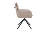 Stoel 'Luna' Draaibaar tot 0, Corduroy Fabb Hyper 38, met beige strepen en zwarte poten, geschikt voor elke woonruimte.