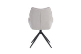 Stoel 'Mahi', draaibaar met zwarte poten en stoffen bekleding, beige, per set van twee. Geschikt voor diverse ruimtes in huis.