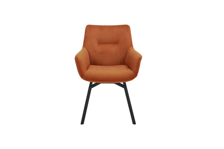 Stoel 'Modest', draaibaar met ribfluweelbekleding en armleuningen, perfect voor elke ruimte in huis.