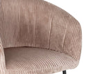Stoel 'Sevilla' Corduroy Fabb Hyper 38 Zand, detailopname van armleuning en bekleding, benadrukt stijlvol ontwerp voor thuisgebruik.