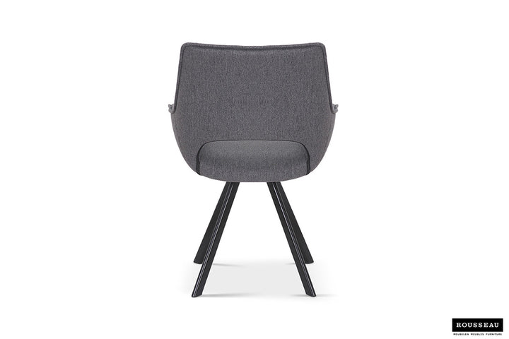 Stoel 'Tim' Stof Grijs met zwarte poten, bekleding van 100% polyester. Verpakt per twee, ideaal voor moderne interieuren in elk huis.