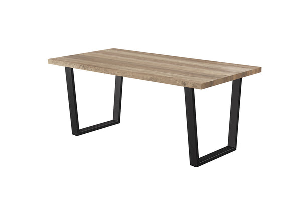 Tafel 'Armin' 180 cm Decor Mango met een houten blad en zwarte metalen poten, geschikt als stijlvolle toevoeging aan elk interieur.