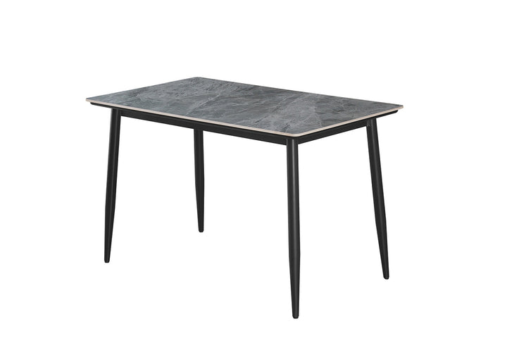 Tafel 'Kenzo' 120 cm, rechthoekig met marmeren blad en metalen poten, ideaal voor moderne interieurs.