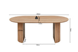 Tafel 'Lagos' 200 cm Ovaal Decor Oude Eik, met MDF-structuur en 3D-papier, zichtbaar als robuuste houten tafel met duidelijke afmetingen.