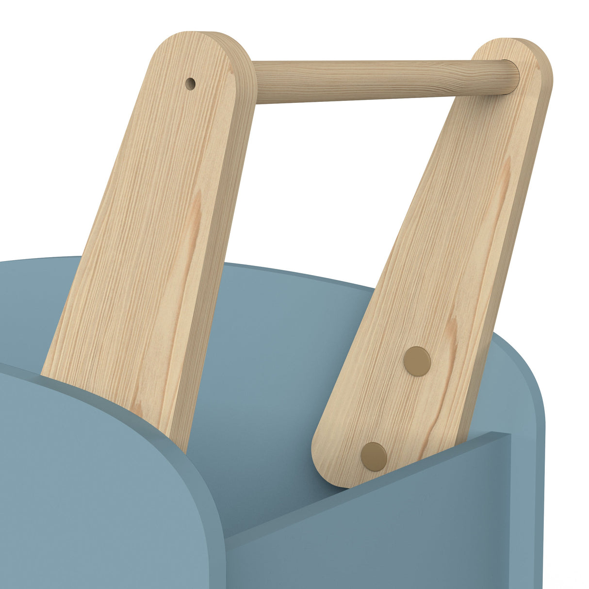 Opbergkist op wielen Firmiana Blauw met houten handgreep, ideaal voor het opbergen van speelgoed en andere spullen. Geschikt voor elke kamer.